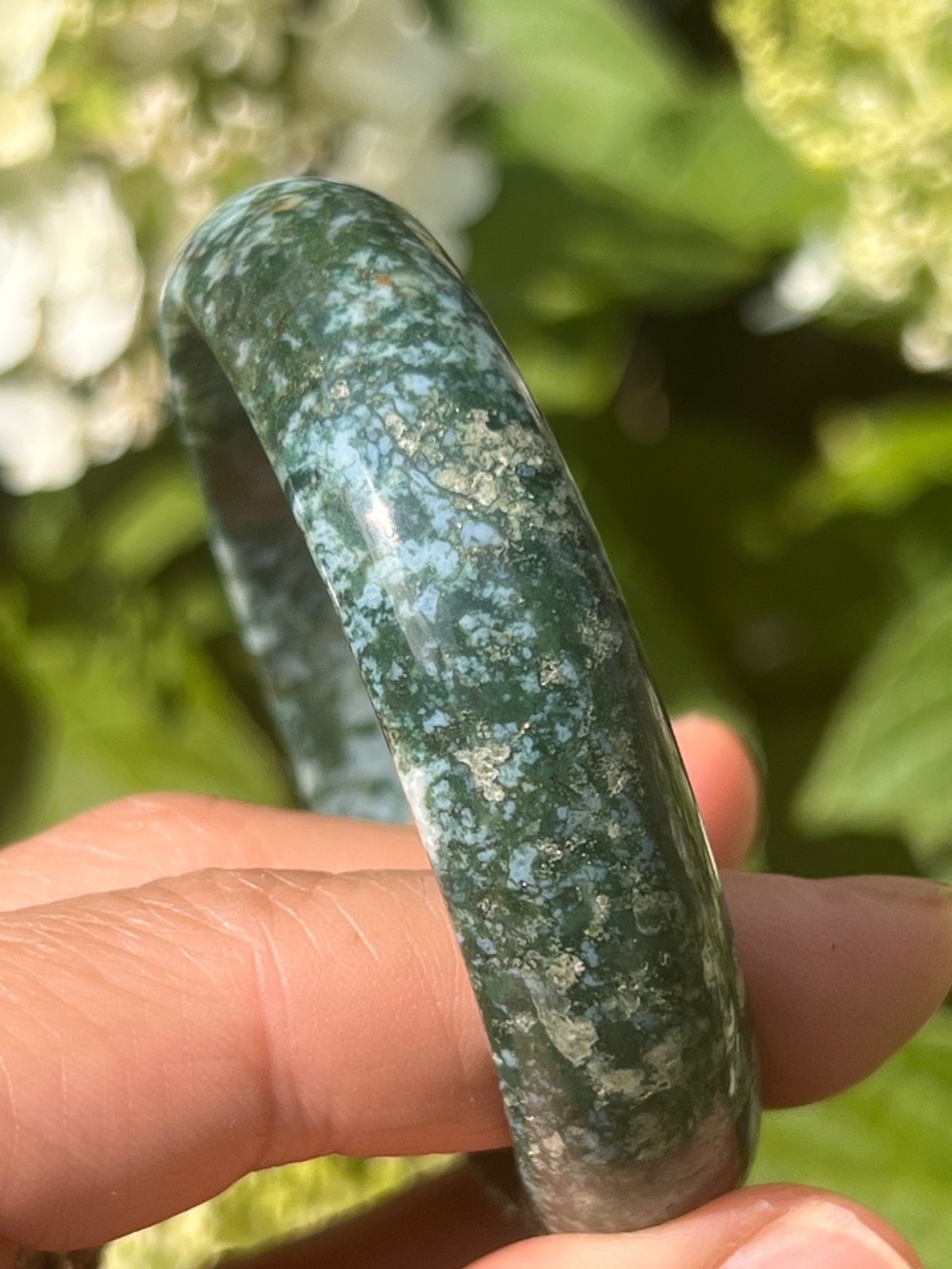 Moss (4) agate bangle | crystal